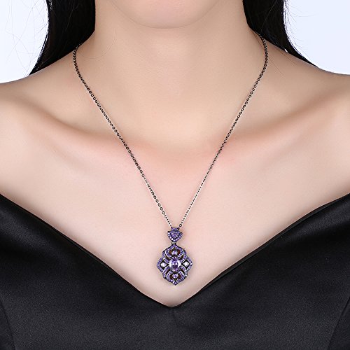 YAZILIND Negro Chapado en Oro Collar Exquisito Cubic Zirconia Colgante Collar Cadena Mujer Joyas Regalo (púrpura)