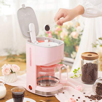 YBCD Mini máquina de café/máquina de café Tipo Goteo/cafetera Americana, 0.7 litros de Crema/Frijoles a Taza/Rosa