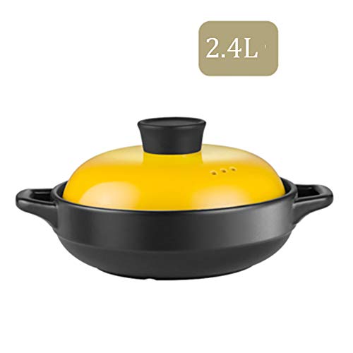 YB&GQ Cerámica Cocotte con Tapa,No-Palo Plato para Hornear,Cuenco De Servicio De Sopa Térmica,Gres Casserole Clay Pot,Mejor Regalo para Mamás Amarillo 2.4l