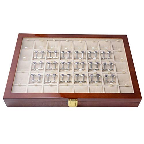 Ybzx 40 Pares de Caja de Almacenamiento de Gemelos y pasadores de Corbata para Hombres, Caja de exhibición de joyería de colección de Pendientes de Anillo de Madera Pintada a la Moda