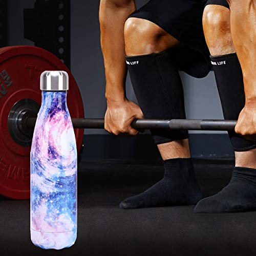 YCLIFE Botella Agua de Acero Inoxidable 500ml, Nuevo Diseño Sin BPA, Aislamiento de Vacío de Doble Pared Durante 24 Horas Frío y 12 Cálido, Deporte, Exterior, Gimnasio (Galaxia Espiral)