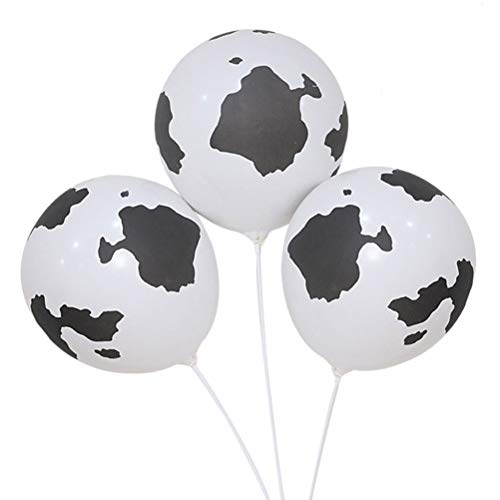 YeahiBaby 50Pcs Globos de Látex de Impresión Vaca, 12 Pulgadas Divertidos Globos de Vaca de Granja Favores de Partido Suministros para la Decoración de la Boda de Cumpleaños