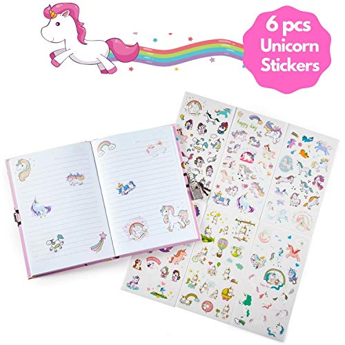 Yetech Set de papelería Unicornio-Cuaderno con Cerradura de Unicornio Regalo de cumpleaños de Navidad para niñas Edades 4 5 6 7 8 9 10 11