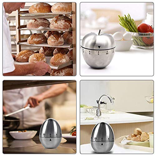 YFSEOS Temporizador Cocina Mecanico Cronometro Cocina 60 Minutos Temporizador Timer Cocina Acero Inoxidable Reloj Temporizador Alarma Forma de para Estudio Oficina Dormitorio Sala Cocina (Huevo)