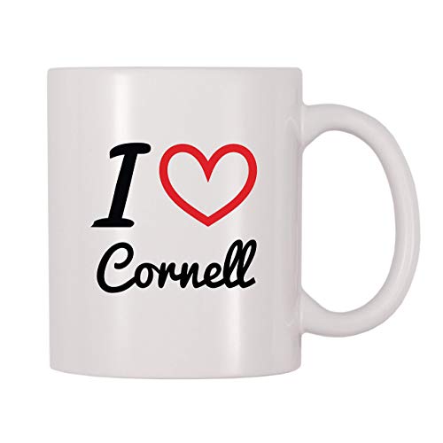 YHJUI Amo la taza de café con nombre personalizada de Cornell (11 oz)