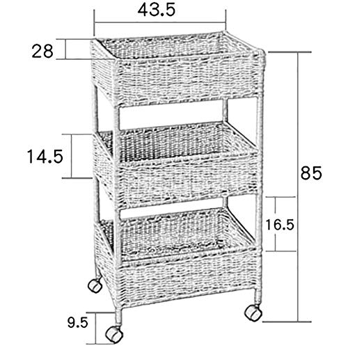 YHLZ Vino de la porción de la compra, Rattan almacenamiento de baño de la compra, que sirve de carro con ruedas, Vino de la compra, de almacenamiento, Estantería de libros, for la cocina Dormitorio Sa