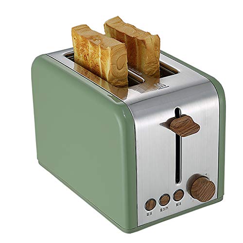 YHML 2 Tostadoras, Tostadoras Retro,Función De Descongelar/Calentar/Cancelar,Tostadora Compacta De Acero Inoxidable con Ranura Extra Ancha,6 Configuraciones,Clip,Cuchillo De Mantequilla Y Más,Green