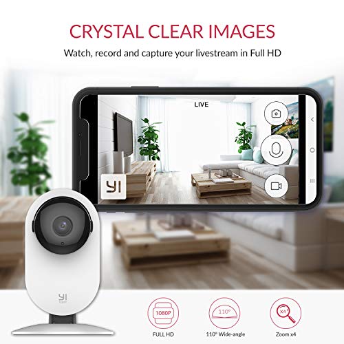 YI Cámara Vigilancia, Cámara IP Wifi 1080p Sistema de Seguridad de Full HD, Detección de Movimiento, Visión Nocturna, Audio de 2 Vias y Nube con App para iOs y Android (Blanco)