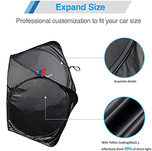 YIKA - Parasol para parabrisas de coche con revestimiento de teflón, mejor efecto de sombreado que el paño recubierto de plata, para BMW, Mercedes-Benz, Cadillac, Public, Audi (negro)