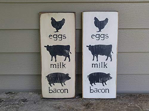 Yilooom - Placa rústica de Cocina con diseño de Huevo de Leche, decoración rústica para la Cocina del Campo, gallina de Vaca, Regalos para mamá, señales de Comida primitiva