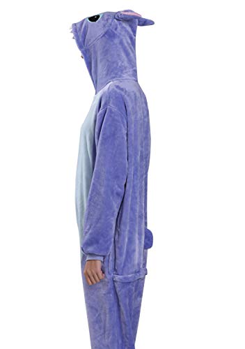 Yimidear® Unisex Cálido Pijamas para Adultos Cosplay Animales de Vestuario Ropa de Dormir Halloween y Navidad(S, Azul Stitch)