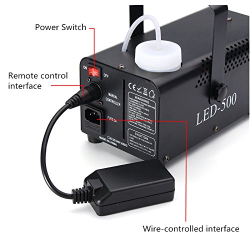 Yimosi - Máquina de humo de 500 W con luces LED RGB y mando a distancia para DJ, Club, boda, cumpleaños, fiesta, discoteca, bar