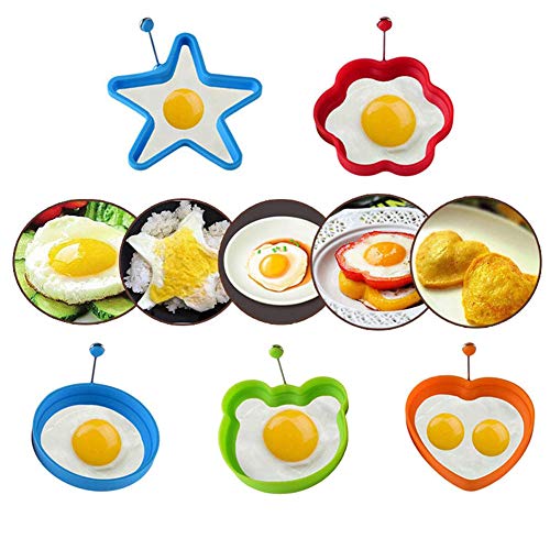 Yissma Molde de Silicona para Huevos fritos (Juego de 5) – con Esta Divertida Forma Antiadherente se convierten en Huevos Espejos y Tortitas Desayuno Especialmente exitoso (Estrella)