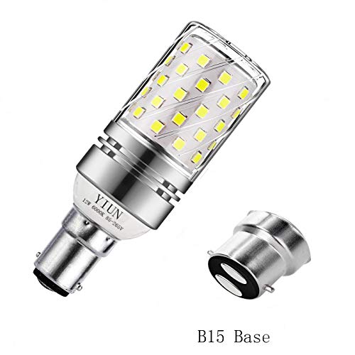 Yiun B15 LED Corn Bulbs12W, Equivalente 100W incandescente, 1200LM, blanco frío 6000K Bulbs de la lámpara LED, decorativo Candle Base B15, la lámpara no regulables LED, paquete de 4