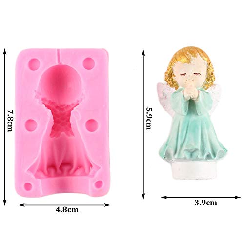 YIYAO Gadgets Fondant Moldes Little Angel Girl Silicona 3D Angel Rezando Silicona Vela Molde Party Fondant Cake Decorating