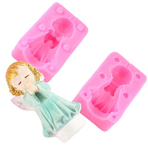 YIYAO Gadgets Fondant Moldes Little Angel Girl Silicona 3D Angel Rezando Silicona Vela Molde Party Fondant Cake Decorating