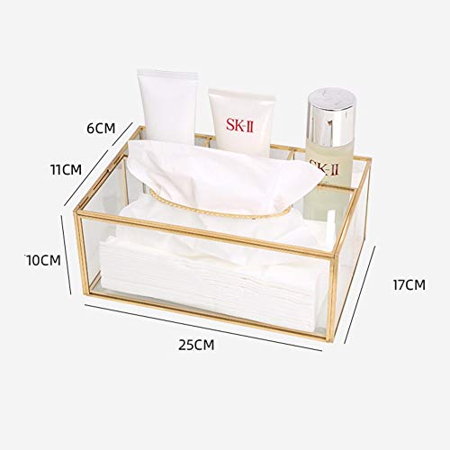 Yiyu Maquillaje Organizador de Belleza Organizador Bandeja de Oro portaescobillas joyería, cosmética Vidrio, Bandeja Decorativa Clara x (Color : Gold)