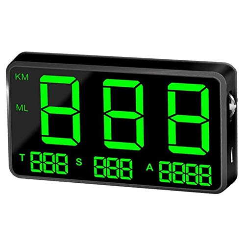 Yiyu Velocímetro GPS Velocímetro del Coche HUD Head Up Display, km/h de Velocidad de Alarma mph, Cargador USB Disponibles, for Todos los vehículos, Bicicletas x (Color : Black)