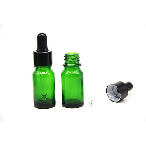 Yizhao Verde Frasco Cuentagotas Cristal 5ml, Botellas Cuentagotas con [Pipeta Cuentagotas Cristal], para Aceite Esencial, Masaje,Fragancia, Aromaterapia, Laboratorio, E-Líquidos - 12Pcs