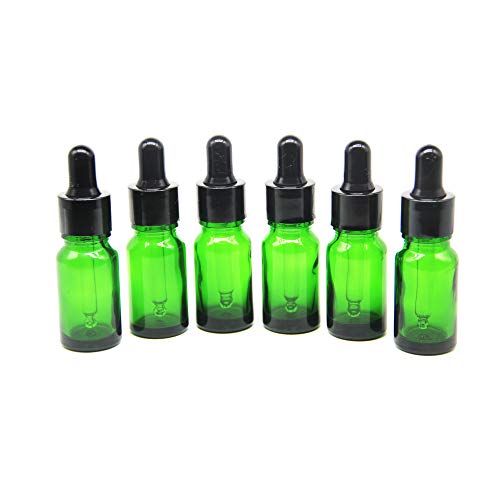 Yizhao Verde Frasco Cuentagotas Cristal 5ml, Botellas Cuentagotas con [Pipeta Cuentagotas Cristal], para Aceite Esencial, Masaje,Fragancia, Aromaterapia, Laboratorio, E-Líquidos - 12Pcs