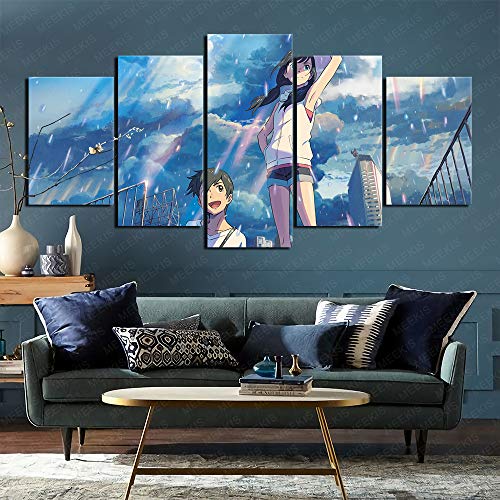 YLAXX Anime Boy Girl Morishima Bao GAO Amano Wall Art Picture Print Decoración de la Pared Poster Game Hall Imagen de impresión HD 200X100Cm sin Marco