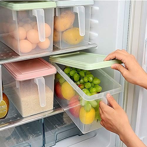 YMG Contenedores De Almacenamiento para Frigorífico Produce Saver, 2l Organizador De Frigorífico Apilable con Asa para Mantenerlos Frescos para Productos,Verde,L