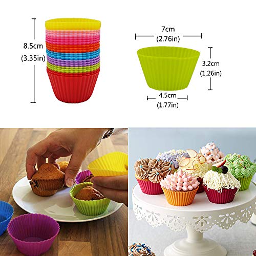 Yolococa Moldes Magdalenas Silicona Reutilizables Moldes para Madalenas Muffins Reposteria Horneado 8 colores 24 unidades