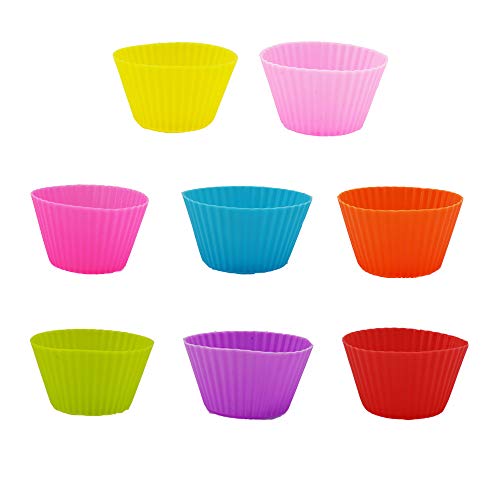 Yolococa Moldes Magdalenas Silicona Reutilizables Moldes para Madalenas Muffins Reposteria Horneado 8 colores 24 unidades