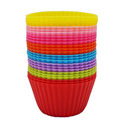 Yolococa Moldes Magdalenas Silicona Reutilizables Moldes para Madalenas Muffins Reposteria Horneado 8 colores 24 unidades