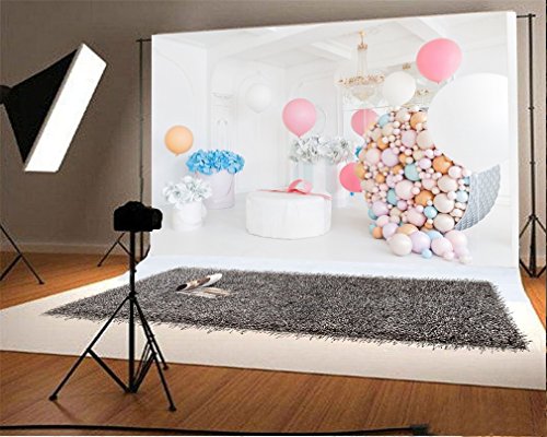 YongFoto 2,2x1,5m Fondos Fotograficos Interior Flores Papel Globos Regalos Droplight Cumpleaños Niña Princesa Fondos para Fotografia Fiesta Niños Boby Boda Retrato Estudio Fotográfico Accesorios