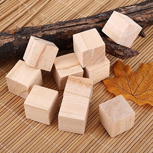 Yosoo Cunos de Madera Natural Bloques Cuadrados Cubos Madera Artesanía Accesorios 25mm-10Psc