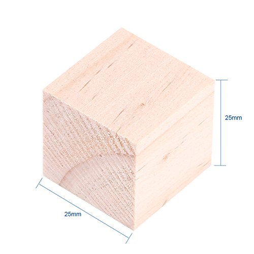 Yosoo Cunos de Madera Natural Bloques Cuadrados Cubos Madera Artesanía Accesorios 25mm-10Psc