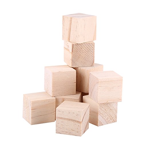 Yosoo Cunos de Madera Natural Bloques Cuadrados Cubos Madera Artesanía Accesorios 25mm-10Psc