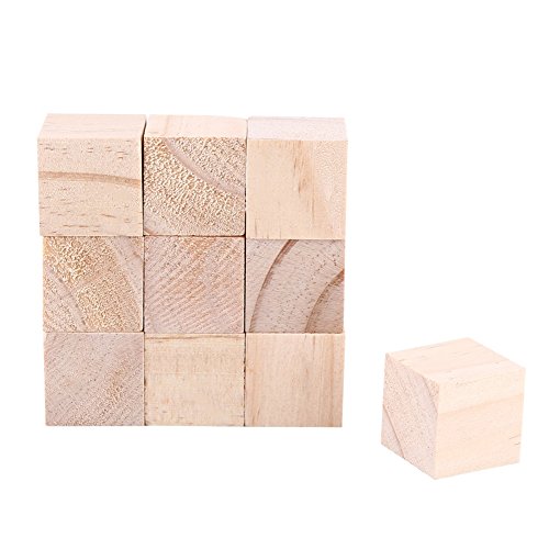 Yosoo Cunos de Madera Natural Bloques Cuadrados Cubos Madera Artesanía Accesorios 25mm-10Psc