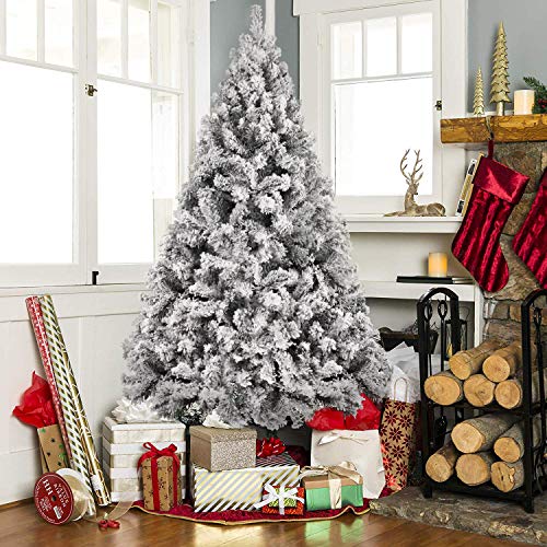 YOUKE Artificial PVC Árbol de Navidad Blanco Tienda Comercial Decoración de Vacaciones Familiares Decoración navideña Simulación Cedro Flocado Árbol de Navidad(180cm, 760 Tips, Blanco)