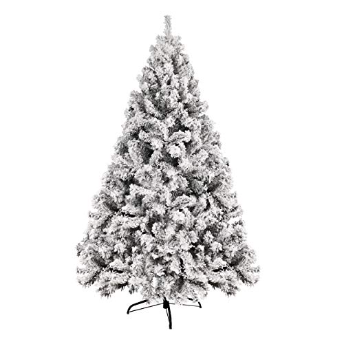 YOUKE Artificial PVC Árbol de Navidad Blanco Tienda Comercial Decoración de Vacaciones Familiares Decoración navideña Simulación Cedro Flocado Árbol de Navidad(180cm, 760 Tips, Blanco)