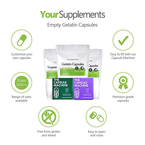 Your Supplements - Cápsulas de gelatina, Vacías, Tamaño"4", 250 piezas