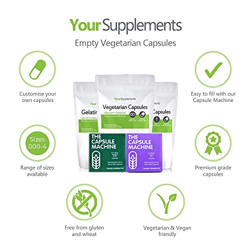 Your Supplements - Cápsulas vegetales, Vacías, Tamaño "2", 500 piezas