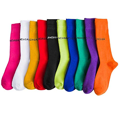 YOUXIWANG Pure Color 10 Letters Calcetines Casual Harajuku Fluorescent Green Tube Socks Hombres Y Mujeres Unisex Cotton Girls Winter Happy Socks Azul Cielo