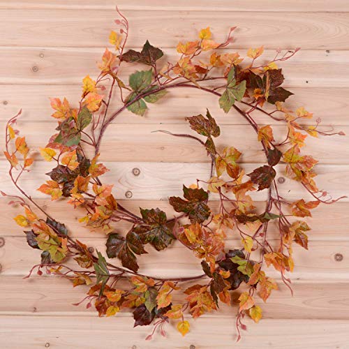 YQing 6,5Ft / Piece Fall Maple Leaf Garland - Artificial Fall Folland Garland Decoración de Acción de Gracias para el Banquete de Boda en casa Navidad (2 Piezas)