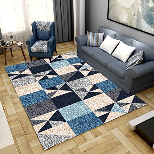 YQZS Alfombra Antideslizante Alfombras de la Sala de Estar súper Blandas Triángulo Azul en ángulo Recto isósceles baño Alfombra Piso Alfombra decoración para el hogar，160X230cm(63X90inch)