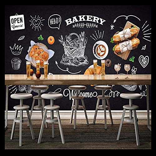 YTTBH Papel Tapiz Mural Autoadhesivo 3D Tridimensional Hornear Tarde Hamburguesa De Té Restaurante Pollo Frito (W) 200X (H) 150Cm Arte De La Pared Habitación De Los Niños Restaurante Bar Tienda S