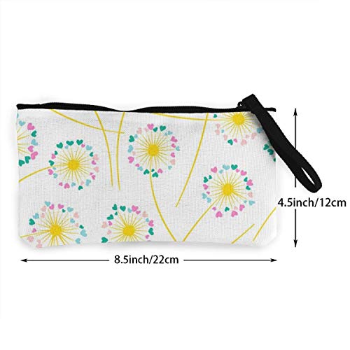 Yuanmeiju Diente de león Planta Que sopla Floral patrón Transparente Imagen Vectorial Lona ​​Cartera exquisitos monederos pequeño Lona ​​Monedero se Utiliza para tenencia Cambio Moneda