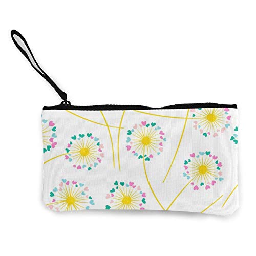 Yuanmeiju Diente de león Planta Que sopla Floral patrón Transparente Imagen Vectorial Lona ​​Cartera exquisitos monederos pequeño Lona ​​Monedero se Utiliza para tenencia Cambio Moneda