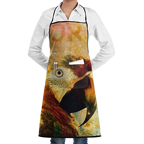 Yuanmeiju Exotic Parrot Tropical Bird Colors Quote Cooking Kitchen Bib Delantal with Pockets Delantals For Women Men Baking Gardening