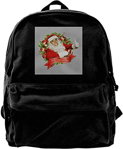 Yuanmeiju Mochila de Lona Nicolas Cage Christmas Jolly Old Saint Nic Mochila Gimnasio Senderismo Laptop Bolso de Hombro Mochila para Hombres Mujeres