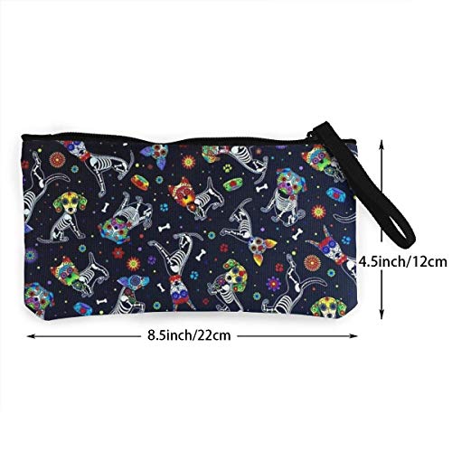 Yuanmeiju Monedero Unisex, monederos, Calavera de azúcar, Floral, para Mujer, Monedero de Lona, ​​Monedero pequeño, Monedero, Tarjetero, Cartera para teléfono, Bolsa de Almacenamiento