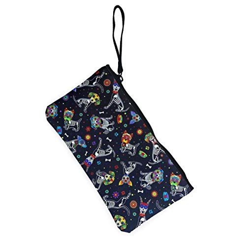 Yuanmeiju Monedero Unisex, monederos, Calavera de azúcar, Floral, para Mujer, Monedero de Lona, ​​Monedero pequeño, Monedero, Tarjetero, Cartera para teléfono, Bolsa de Almacenamiento