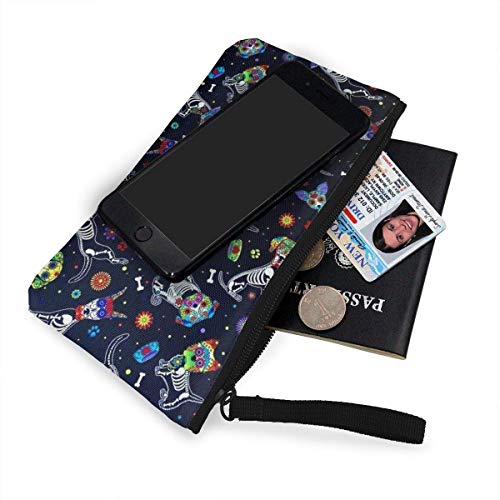 Yuanmeiju Monedero Unisex, monederos, Calavera de azúcar, Floral, para Mujer, Monedero de Lona, ​​Monedero pequeño, Monedero, Tarjetero, Cartera para teléfono, Bolsa de Almacenamiento