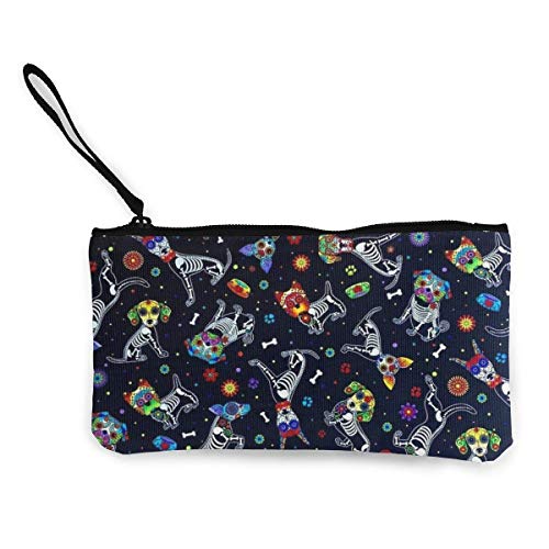 Yuanmeiju Monedero Unisex, monederos, Calavera de azúcar, Floral, para Mujer, Monedero de Lona, ​​Monedero pequeño, Monedero, Tarjetero, Cartera para teléfono, Bolsa de Almacenamiento